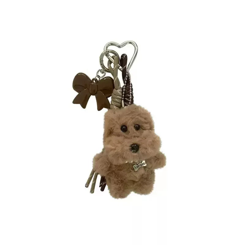 Corehide™ Furry Scruffy Dog Keychain Bag Accessory Miu Style Windmill Key Holder Creative Trendy Gift Plush Doggy Bag Dangle Ornament