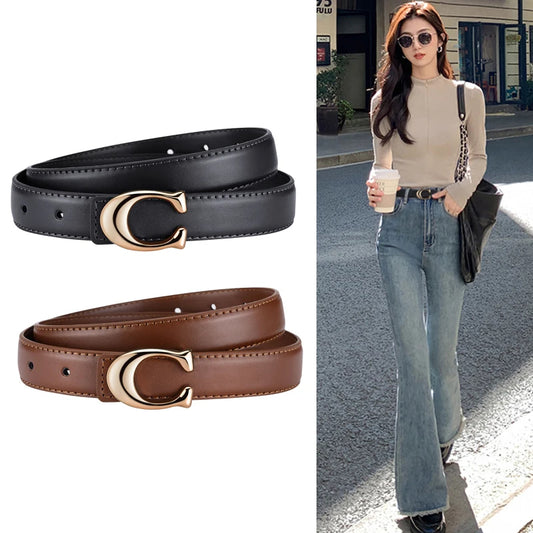 Corehide™ New Soft C-type Smooth Buckle Belt Business Versatile Casual Belt Fashion Women's Clothing Accessories Wholesale