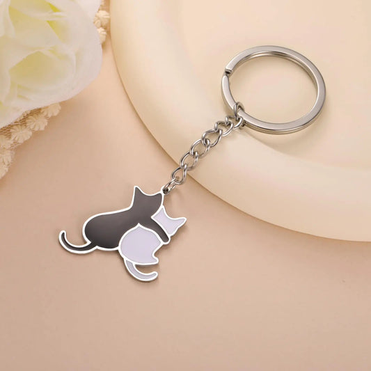 Corehide™ Dreamtimes Cute Cat Keychain Dog keychains for Women Man Cute Bag Car Keyring Stainless Steel Keyring Animal Keychain Gifts