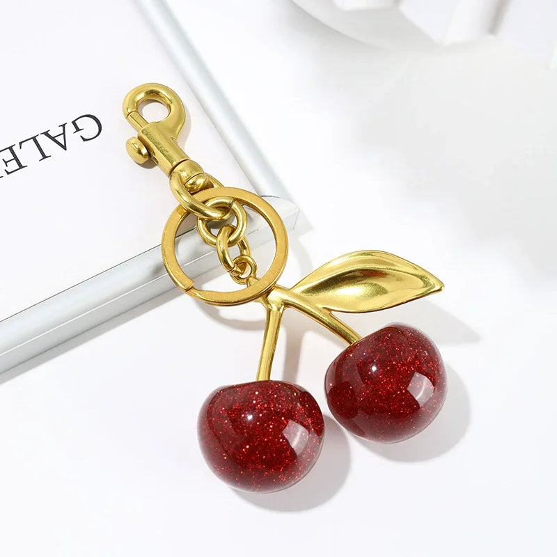 Corehide™ Trendy Red Cherry Pendant Keychain for Women Cute Bag Decorations Multifunctional Jewelry Car Key Accessories Charm Keyring Gift