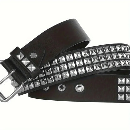 Corehide™ Punk style rivet belt set, equipped with stainless steel square buckle, male and female rivet decorat