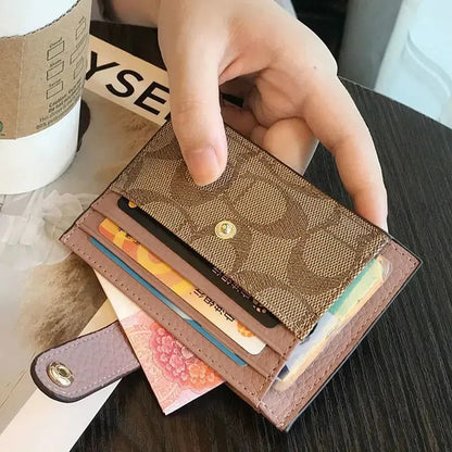 Corehide™ Monogram Ultra-thin Ins Style Card Holder Fashion Mini Short Envelope For Women Appliques Card&ID Wallet Credit Card Purse