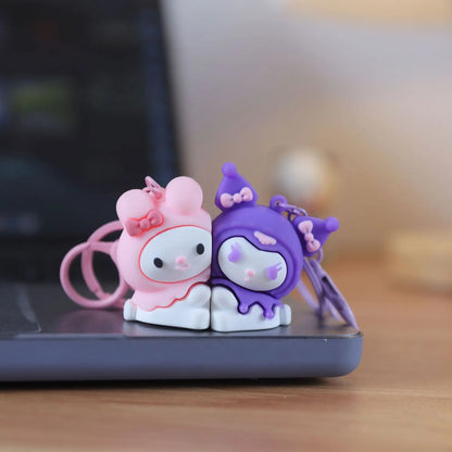 Corehide™ Couples Magnetic Line Puppy Keychain Will Never Leave Cute Dog Key Pendant Kulomi Melody keychain Gift Girl Bag Pendant