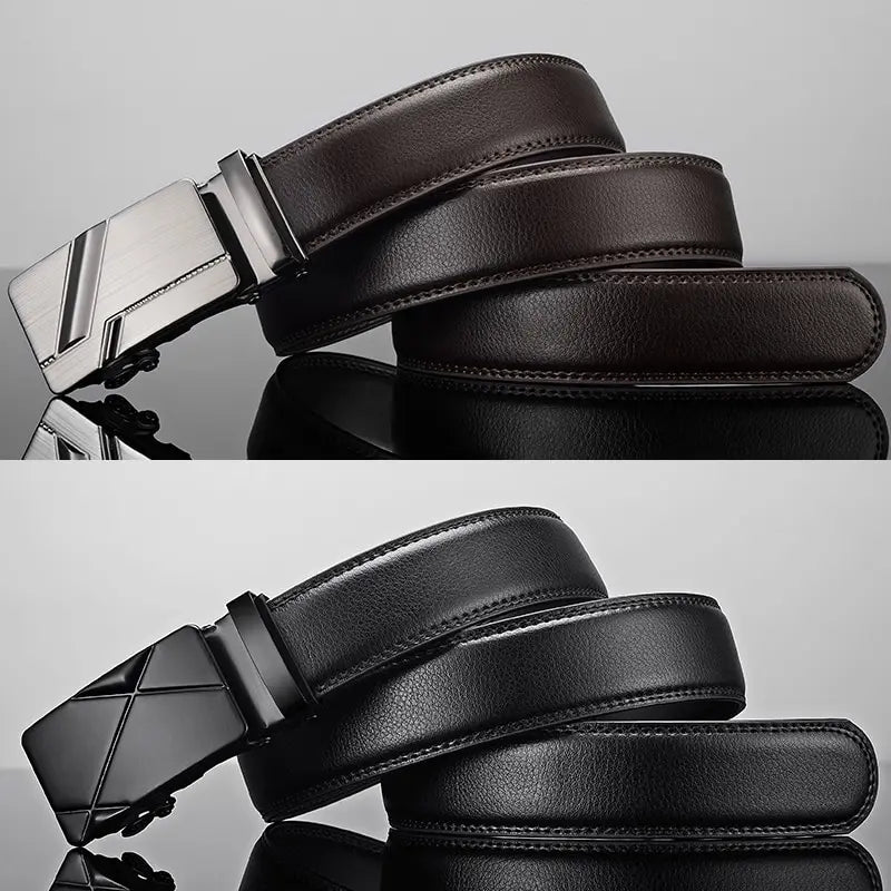 Corehide™ Men Leather Belt Metal Automatic Buckle Brand High Quality Luxury Belts for Men Famous Work Business Black PU Strap